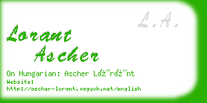 lorant ascher business card